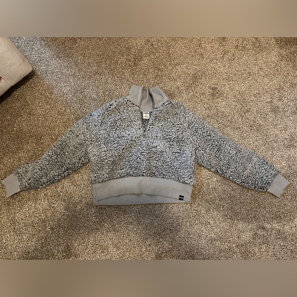 Pink quarter zip fuzzy fleece